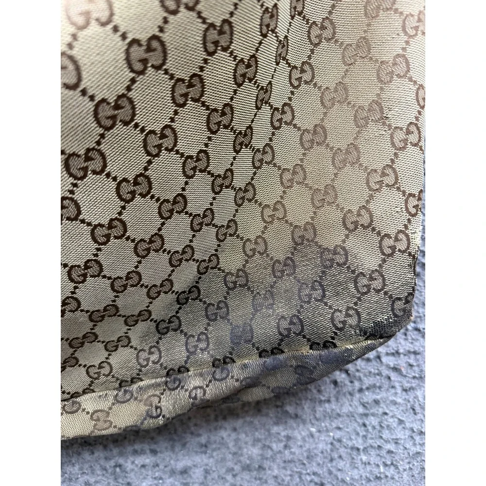 Gucci GG Women's Monogram Canvas Large Horsebit Hobo Shoulder Bag Beige